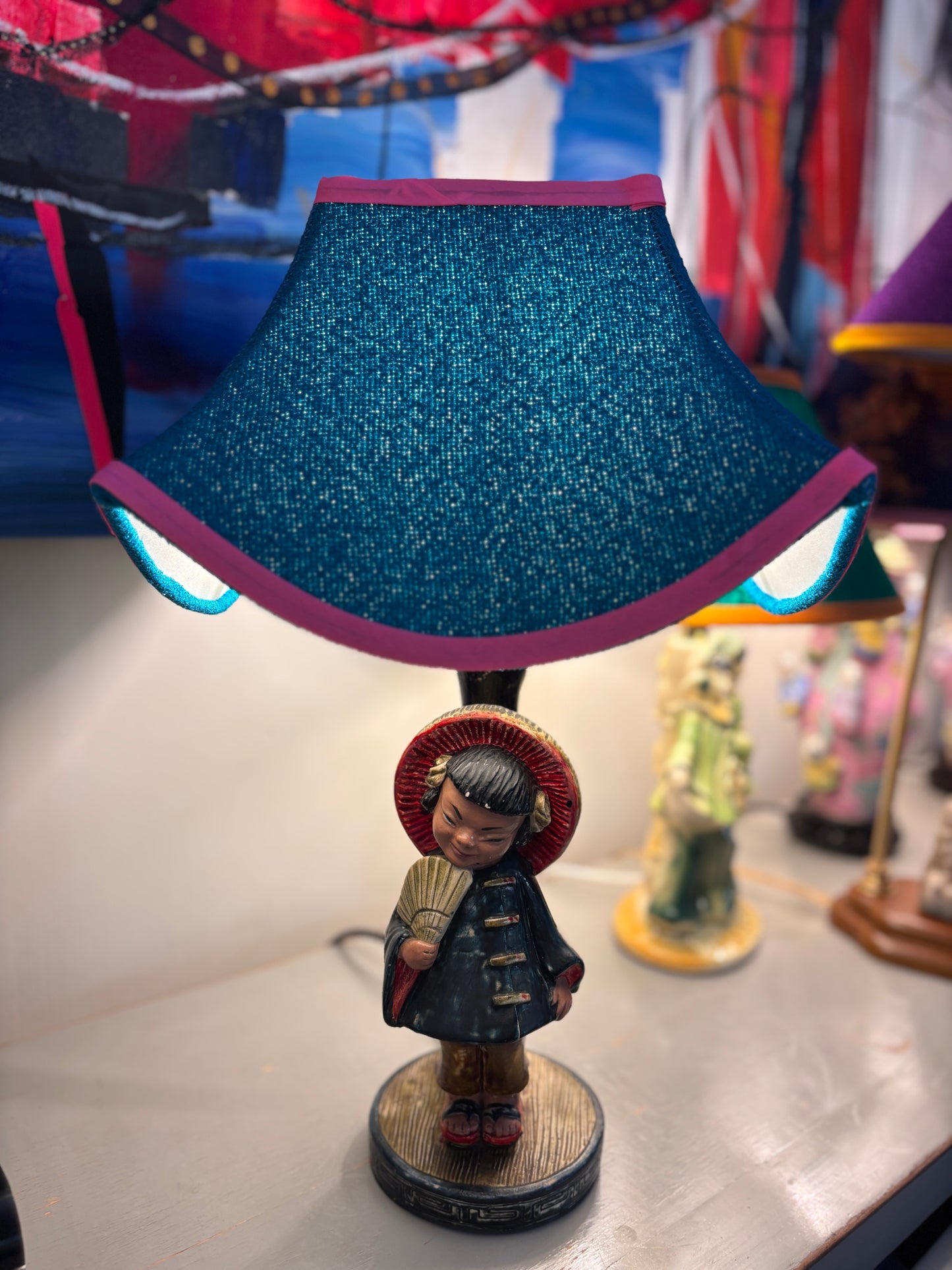 Hey Little Denim Blue Girl Lamp