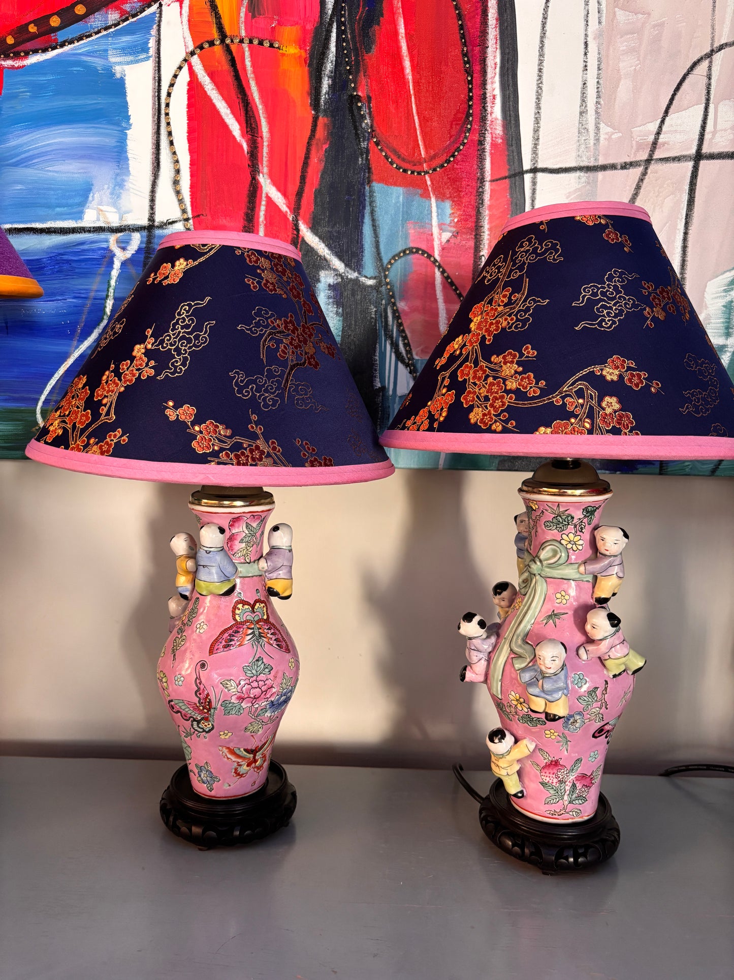 Pink Children + Butterflies Lamps