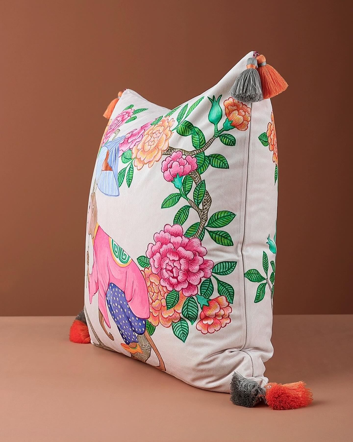 Floral Monkey Cushion
