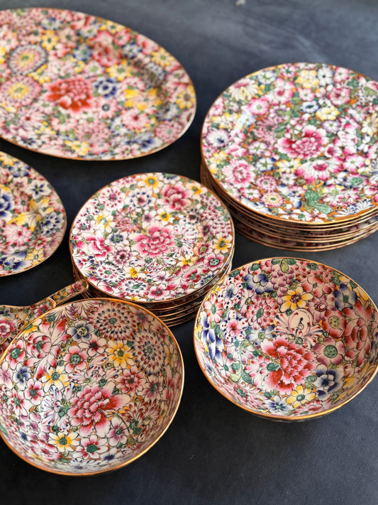 Mille Fleur Hand Painted in Hong Kong 27 Piece Set