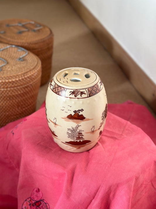 Beige + Brown Jar